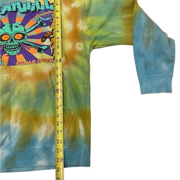 Sugarhill Hoodie Mens Medium Tie Dye Rising Skull Festival Sunset Sweatshirt - Picture 8 of 8